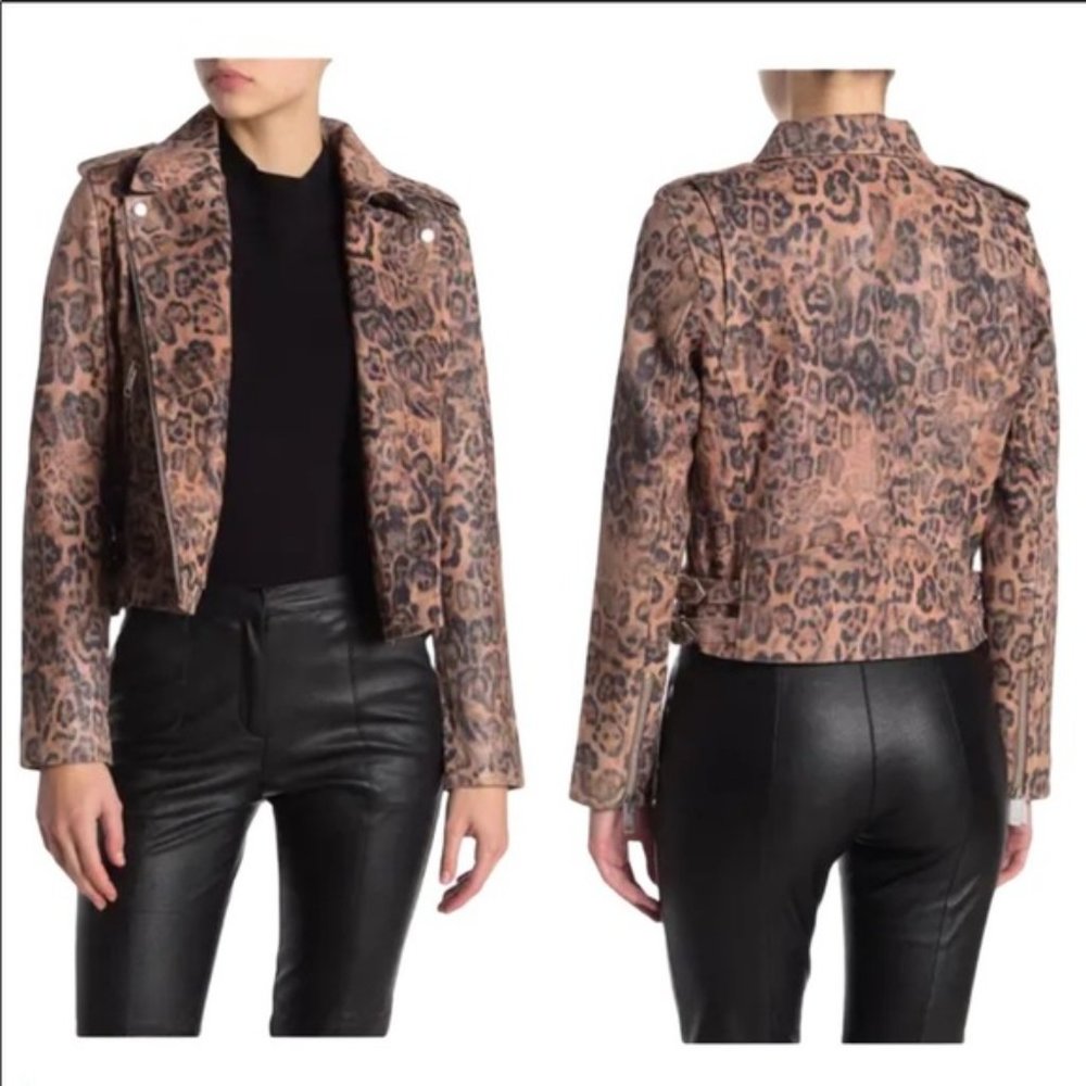 Walter Baker Francis Leopard Print Moto Jacket